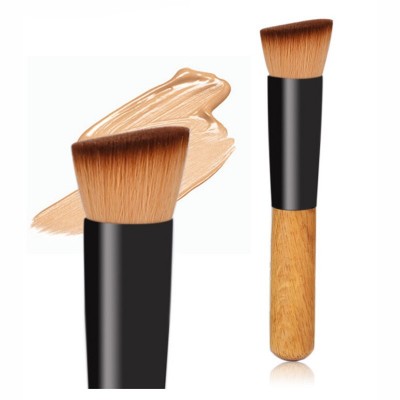 1pcs Wooden Makeup Brushes For Eye Cosmetic Make Up Contouring Brushes Tool Angled Liquid Foundation Brush Makeup tool